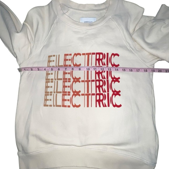 Current/Elliott Womens Top Electric Crewneck Graphic Sweatshirt Size 0 Ivory - Picture 4 of 10